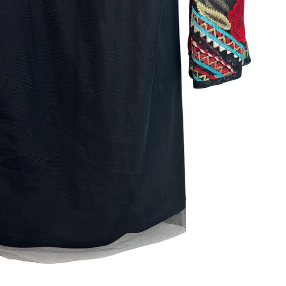 Vintage Collection Blouse Womens Small Embroidered Boho Tunic Top Festival Black - Picture 9 of 16